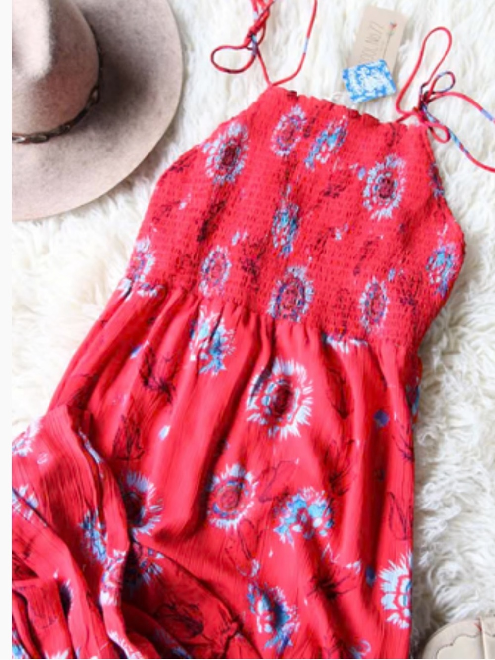 Free People Red Floral Maxi Dress - M - Gives great side-boob! 😉